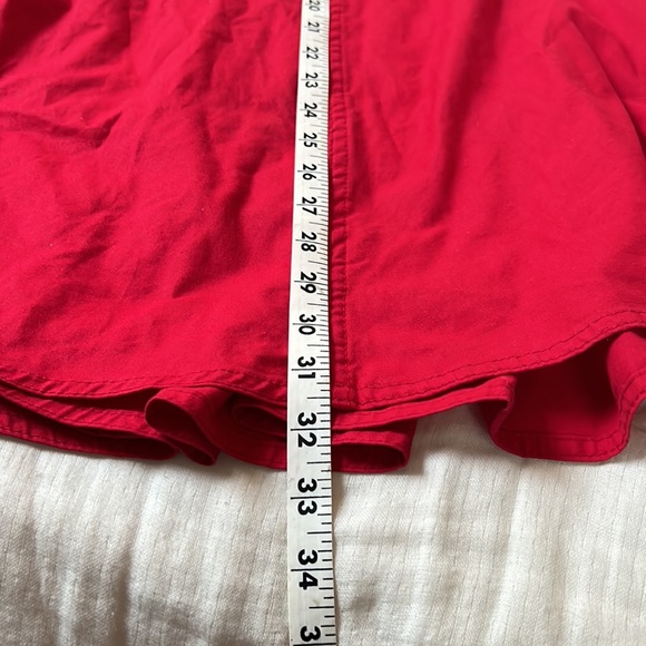 Vintage Women’s M Red Skirt 100% Cotton Elastic Waistband With Pockets A Line - Picture 6 of 6